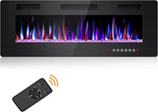 50 Inch Electric Fireplace Inserts, In-Wall Recessed and Wall Mounted 750/1500W