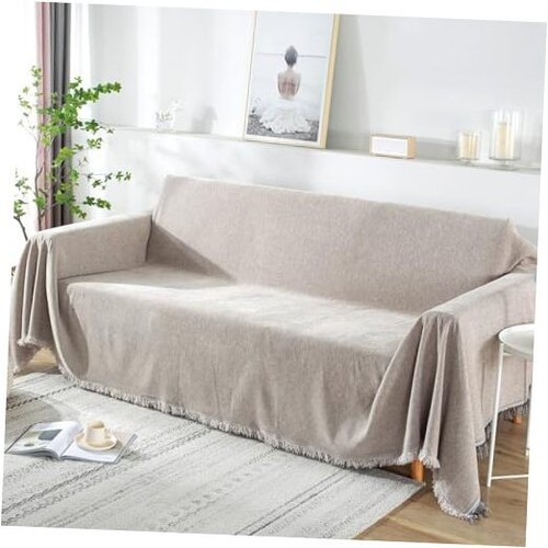 Extra Wide 91"x118" Chenille Sofa Cover Water Resistant Sofa 91" x 118" Khaki - Picture 1 of 7