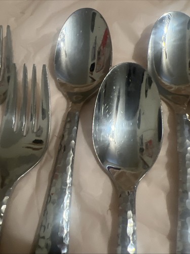 Gourmet Einstellungen GS Moonlight gehämmert 14 Stück Edelstahl Löffel Messer Gabeln - Bild 7 von 11