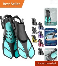 Snorkel Fins Adjustable Short Swim Fins Travel Size for Adults Kids Open Heel