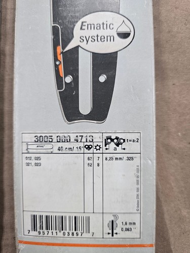 NEU Original Stihl 16" Kettensägenstange .325" .063 DL-62 3005-000-4713 OEM - Bild 5 von 7