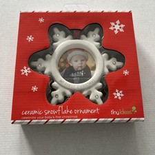 Baby  s First Christmas Photo Ornament White Snowflake