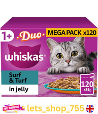 120 x 85g 1+ Duo Surf & Turf Mixed Adult Wet Cat Food Pouches in Jelly 4.02 per kilo