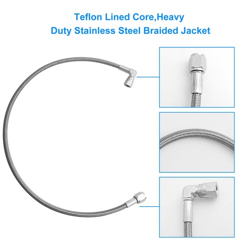 4AN Turbo Oil Feed Line 24" Turbo Feed Line Length Stainless Steel Braided 4A... - Picture 4 of 5