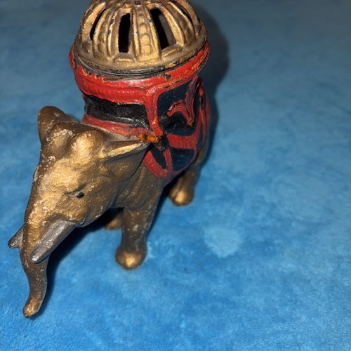 Vintage Vantines? ELEPHANT Cast Iron INCENSE BURNER 6" - Imagen 6 de 7