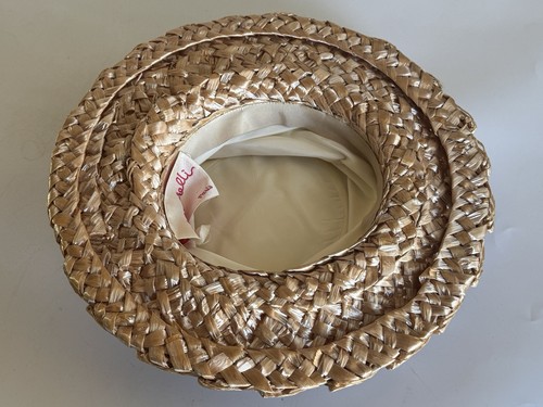 Vintage Schiaparelli Dress Hat - Raffia Straw & Ivory Linen with Bow - Women’s - Picture 11 of 14
