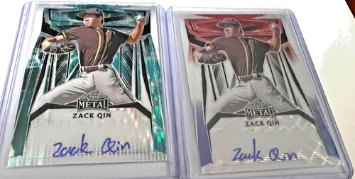 2023 Leaf Metal AUTO ZACK QIN WATER PULSAR 1/1 & RED WHITE BLUE 1/1 PADRES - Picture 1 of 2