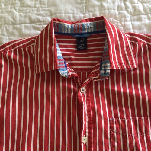 Gap Boys Shirt Size XXL (14-16) Button Up Long Sleeve Red Stripe - Picture 3 of 5
