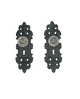 Decorative Ornate Wall Door Knob Plates  w/Keyhole Cast Iron Antique Green Set 2