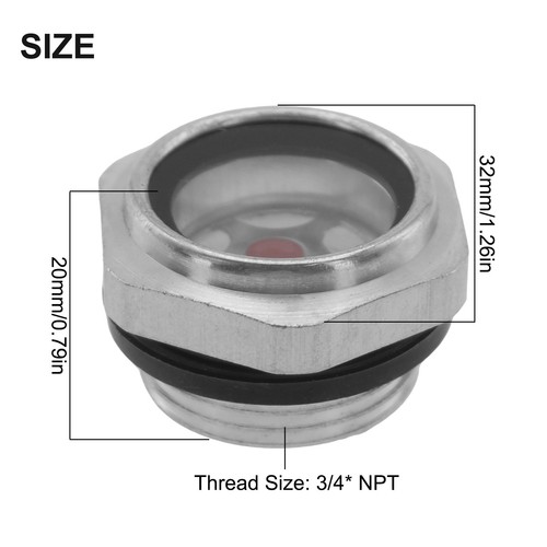 Luftkompressor Öl Schauglas 3/4" NPT Aluminium Ölstandsanzeige - Bild 8 von 24