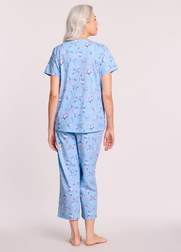 NEW Choose Size Blue Floral 2 Pc Comfy Pajama Lounge Set with Pockets BLAIR - Picture 2 of 6