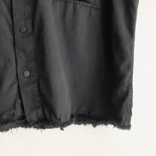 Zara Large Collared Sleeveless Shirt Pockets Raw Edge Black Grunge Goth Top - Picture 5 of 7