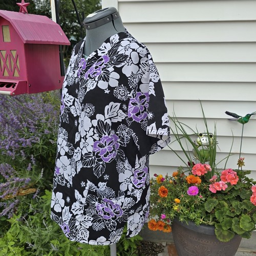Silky Scubs Damen Schwarz mit Lila Weiß Blumen Top 44 Brustumfang - Bild 3 von 11