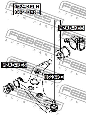 CONTROL/TRAILING ARM, WHEEL SUSPENSION FOR MAZDA FEBEST 0524-KERH - Picture 3 of 8