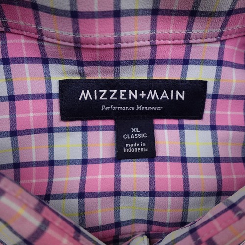 Mizzen+Main Shirt Mens XL Pink Plaid Classic Performance Button Down 1WS-0673 - Picture 4 of 8