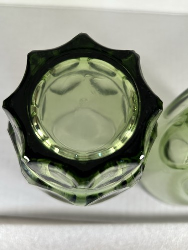 Vintage Hazel Atlas Reflexion Avocado Grün Becher Glas Daumenabdruck Muster - Bild 10 von 14