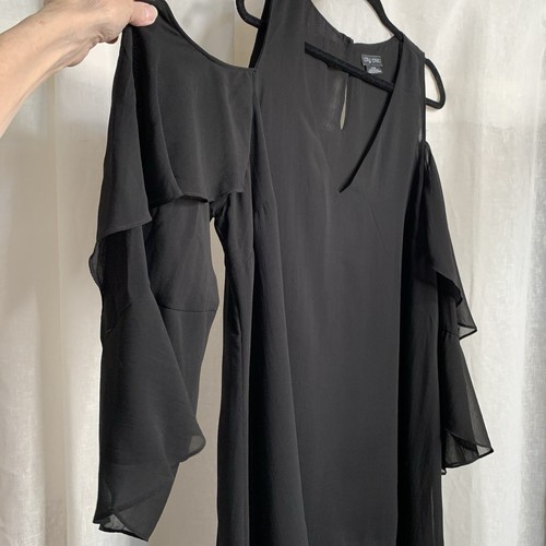 City Chic Hi Lo Cold Shoulder black top Women’s size L-20 Flowy Layers - Picture 3 of 13