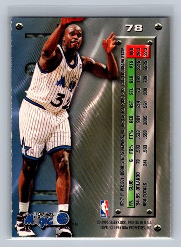 1995-96 Metal #78 Shaquille O'Neal Silver Spotlight - 第 2/2 張圖片