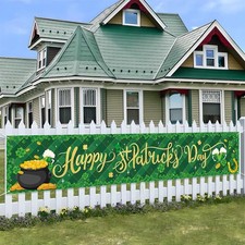 St. Patrick's Day Banner, Green, 98x17 Inch, Outdoor-Flag, Lighted