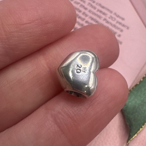 Authentic Pandora 20th Anniversary 2020 Limited Edition Silver HEART Charm  - Picture 1 of 9