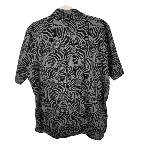 Volcom Shirt Volcom Button Up Shirt Zebra Print Shirt Casual Shirt Men L Gray - Picture 8 of 8