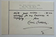 ERIC LINKLATER (The Wind on the Moon ) Genuine Handsigned Signature on Postcard.