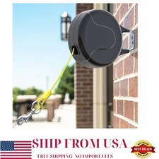 30ft Retractable Dog Tie Out Cable, Wall Mount Lead for 20–75 lbs Dogs, Black