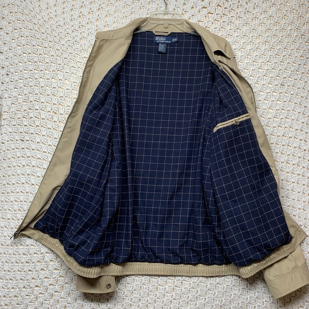 Vtg Polo Ralph Lauren Bi-Swing Jacket Mens 2XLT Beige Plaid Lined