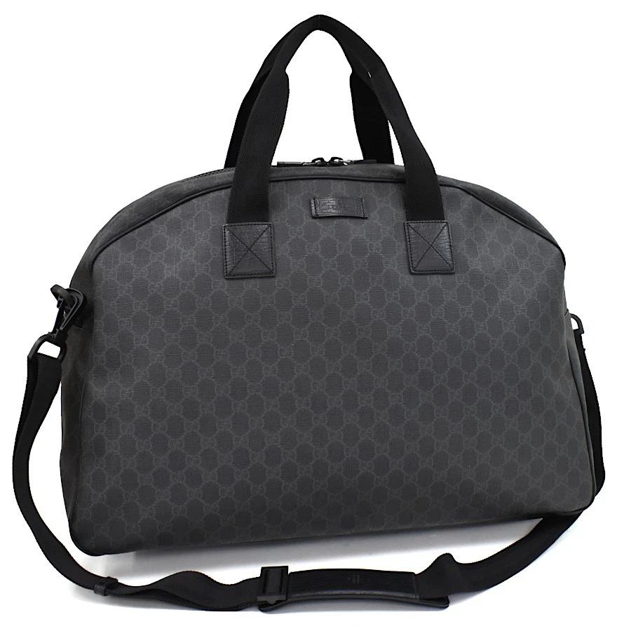 Gucci Duffel Bag 2way Travel Boston Bag 162800 GG Supreme Dark Grey Black GUCC