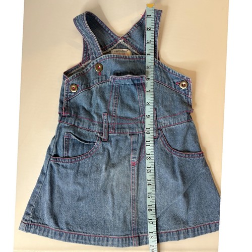 Early Days Denim Dress Pink Stitching Pockets Overalls Toddler Girl 18-23M - Picture 3 of 9