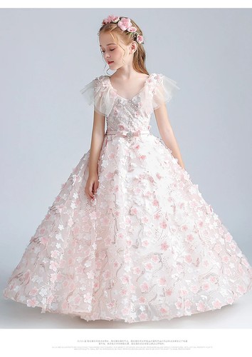 Elegant Girls Flower Maxi Dresses Party Evening Gowns Princess Pageant Dress - Picture 11 of 20