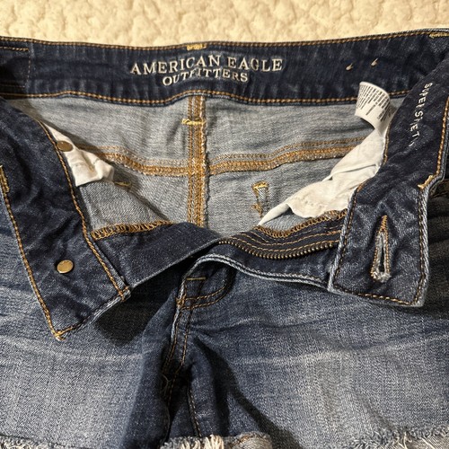 American Eagle Midi Jeans Shorts Damen Größe 6 abgeschnitten Manschetten Super Stretch Denim - Bild 7 von 18