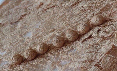 Vintage 30s Alencon Net Lace Gown Bias Cut Slip & Jacket Peach Wedding Dress S - Picture 6 of 10