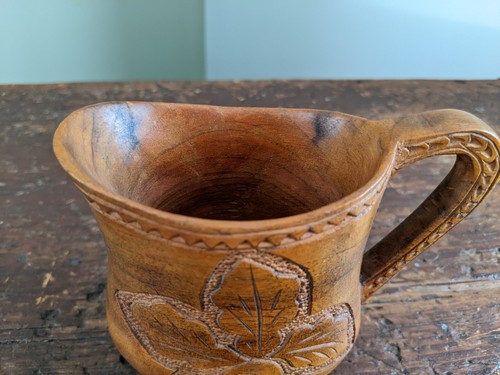 Tazza pastore cerimoniale in legno jugoslavo vintage intagliata a mano arte popolare #7 - Foto 7 di 9