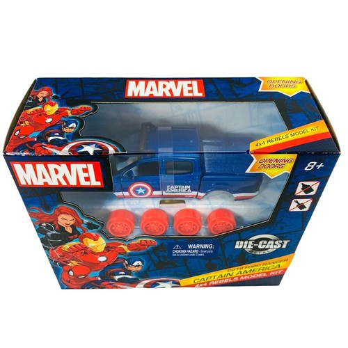 Kit modelo Marvel 4x4 Rebels - Capitán América - Camión fundido a presión Ford Ranger 2019 - Imagen 4 de 5