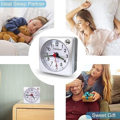 WanderGo Mini Reloj Despertador, Despertador de Viaje Cabecera con Reposo Plateado - Imagen 2 de 13