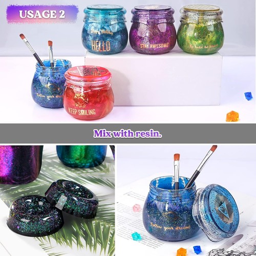 Chamäleonflocken 5 Farben intensiver Farbwechsel Pigmentpulver für Harz - Bild 5 von 6