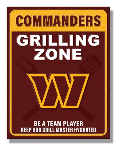 Washington Commanders Grilling Zone Tin Sign wall decor 12.5" x 16" Made in USA - Picture 2 of 4