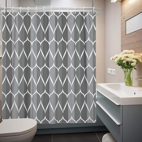 Gray Shower Curtain RV Shower Curtain Grey Modern Bathroom Shower Curtains - Bild 7 von 7