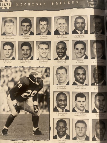 Tom Brady 1st Start College Notre Dame vs Michigan Sept 5 1998 Program - Picture 3 of 5