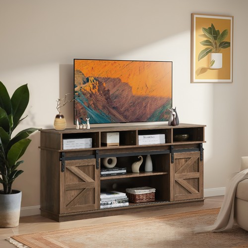 FunniHomi Farmhouse TV Stand, Entertainment Center up to 65" with Shelf - Picture 2 of 28