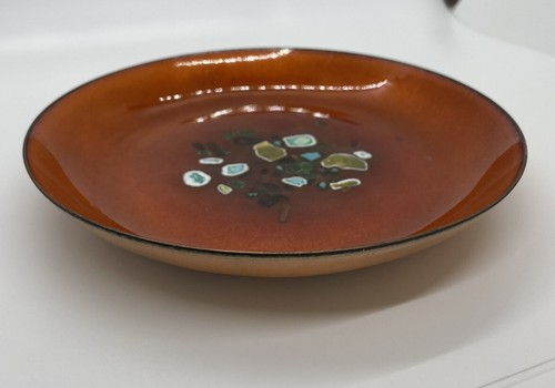 Mid Century Modern Abstrakt SIGNIERT Emaille Teller auf Kupfer 6-1/2"  - Bild 2 von 9