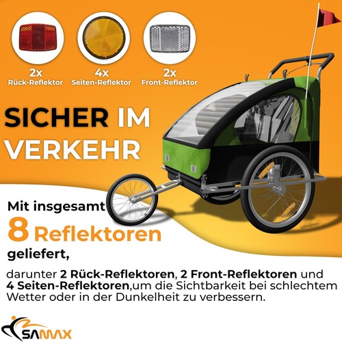 SAMAX Remorque Vélo Convertible Jogger 2en1 Enfants Amortisseur Transport Neuf - Zdjęcie 5 z 7