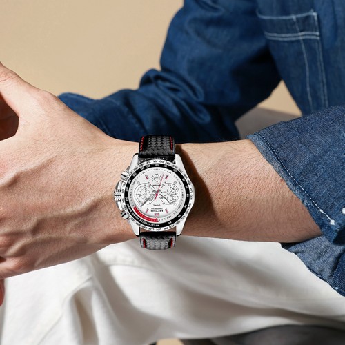 MEGIR Waterproof Men's Stainless Steel Analog Sports Quartz Military Wrist Watch - Picture 6 of 7