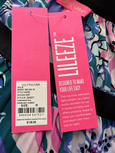 NUEVO CON ETIQUETAS~LILLY PULITZER~FALDA GIAVANA TANZANIA VERDE AZULADO MOONLIGHT GARDEN MIDI Talla M - Imagen 8 de 9
