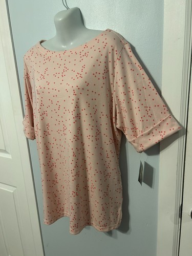 Neu mit Etikett Style&co Mini Stern rosa Top/T-Shirt mit Ellbogenbündchen Ärmel Übergröße 2X - Bild 2 von 3