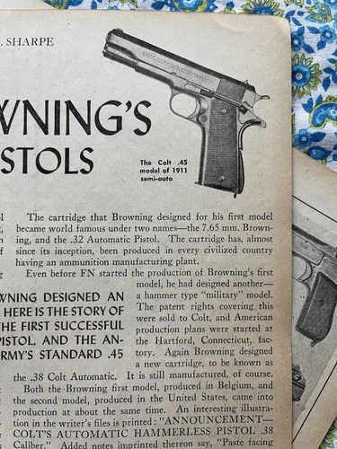 Vintage 1947 John Browning Pistolen von Philip B. Sharpe Zeitschriftenartikel - Bild 3 von 11