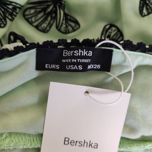 Bershka Damen Schmetterling Design Mesh Bodycon Minikleid mintgrün gefüttert Gr. S - Bild 3 von 14