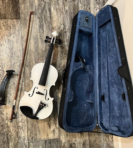 Mendini by Cecilio Violin For Kids & Adults w/soft Case& Bow 4/4 - White - Picture 12 of 12