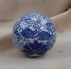 1 Blue & White Porcelain Ceramic Decorative Carpet Balls Chinese floral 3"
